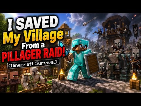 I SAVED My Village From a PILLAGER RAID! (Minecraft Survival)