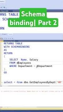 Schema Binding #coding #sqltutorial #programming #databasemanagement