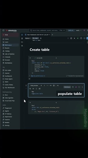 Creating a schema and table in Databricks - step by step. #databricks