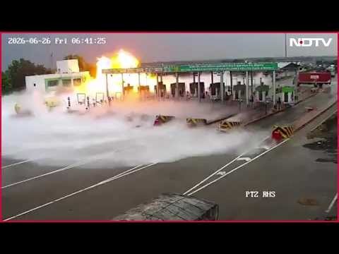 LPG Truck Accident | On Camera, LPG Tanker Goes Out Of Control, Crashes Into UP Toll Booth, 5 Killed