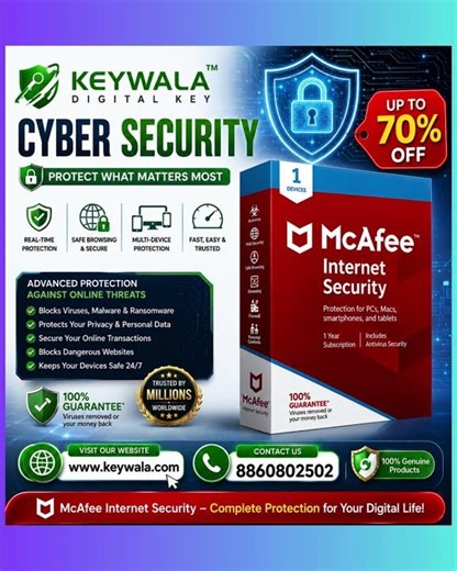 🔐 McAfee Mobile Security | Cyber Security Up To 70% OFF With Keywala 📱🛡️