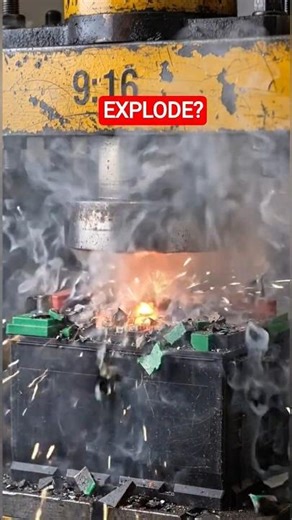 Car Battery vs Hydraulic Press 😱🔥Will It EXPLODE?