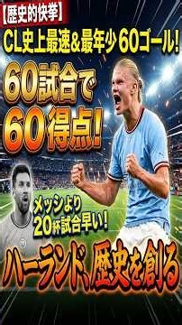 ハーランドがＣＬ通算60得点！メッシの記録を20試合短縮⚽