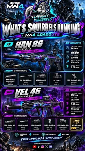 🔥 MW4 META LOADOUT! HAN 86 AR + VEL 46 SMG APEX BUILD 🐿️