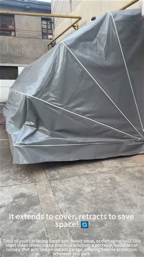 A foldable garage shelters your car! 🚗