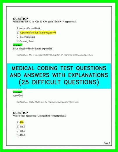 Medical Coding: 25 Difficult Test Questions & Answers with Detailed Explanations for Exam Success
