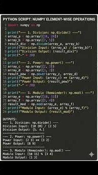Python Code: Arithmetic Functions in NumPy - 2 (divide, power, modulo) #datascienceforbeginners