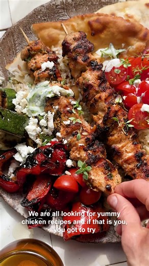 Healthy Chicken Souvlaki and Rice Pilaf Bowl Recipe