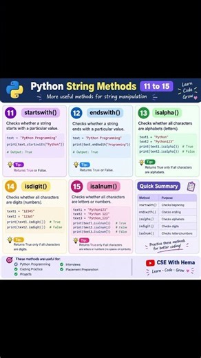 🐍 Python String Methods – Methods 11 to 15 #coding #python #cse #logicprogramming