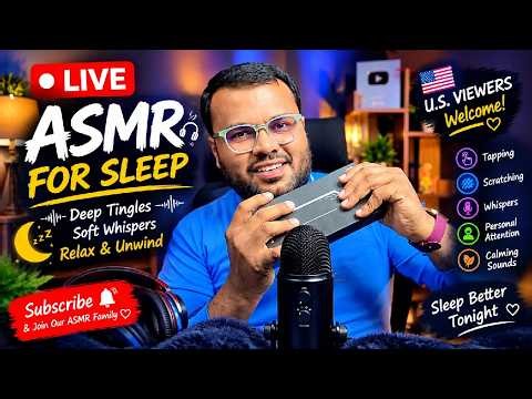 🇺🇸 LIVE ASMR 😴 Fall Asleep Fast | Deep Tingles & Soft Whispers 🌙