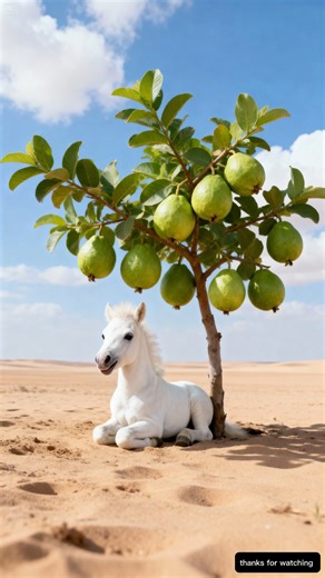 The foal covered the guava tree in the ground with soil.😭#ai #guava #horse #tree