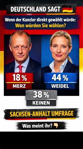 Umfrage Sachsen-Anhalt: Direktwahl Kanzler – Weidel vs Merz