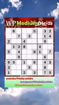 The Washington Post Daily #Sudoku 2025-12-25 Medium #puzzle #games #education #braingames