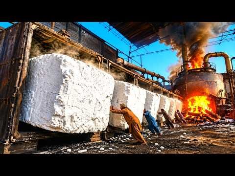 Extreme Process - Pakistan Factory Forms Incredible Styrofoam Blocks - @Pakistani-Hands