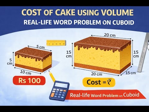 Cost of Cake Using Volume Real Life Word Problem on Cuboid
