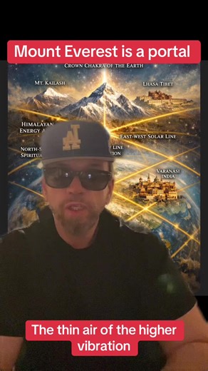 1. Himalayan Energy Axis Everest lies along the Himalayan ley-line system, sometimes called the “World Spine” or Earth Chakra Axis This axis is believed to run through: The Himalayas Tibet Nepal Northern India In many traditions, this region is considered the Crown Chakra of the Earth 🌍👑 2. Proximity to Major Ley Intersections While there is no single universally agreed “map,” Everest is often said to be near the convergence of: A north–south spiritual meridian An east–west solar line These li