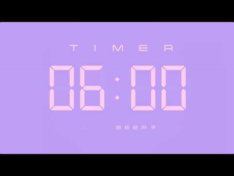 6 Minute Digital Countdown Timer with Simple Beeps 💕💜