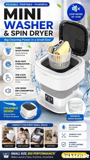 No More Hand Washing 😍 Mini Foldable Washer + Spin Dryer Review #Ztzstore #Miniwashingmachine