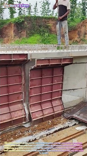 Watch a Worker Pry Steel Form Panels from a Bridge Concrete Structure! 🌉🔧