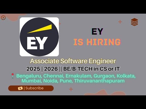 EY Hiring Associate Software Engineer | Batch 2025–2026 | 5–7 LPA | Multiple Locations | Apply Now