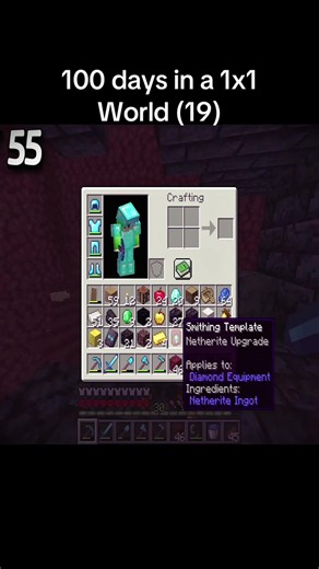 100 days in a 1x1 World #minecraft #100days #hardcore #viral #fyp | minecraft
