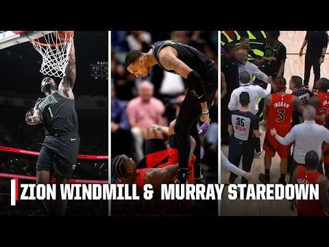 TENSIONS FLARE after Dejounte Murray STARE DOWN & Zion Williamson's windmill slam 😳 | NBA on ESPN