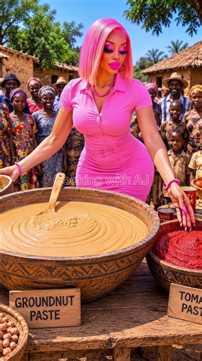 🍲 Cooking with AJ — Chicken Groundnut Soup & Rice Ball 🥜 Groundnut Soup 1. Prepare the groundnut paste * Use smooth groundnut paste. * Mix it with smooth tomato paste. * Add some water and stir until it becomes a smooth, medium consistency. * Cook the mixture until it boils and oil rises naturally to the top. * Cover and set aside. 2. Prepare the chicken * Clean and cut plenty of hard chicken into substantial pieces—wings, thighs, drumsticks and other bone-in portions. * Wash the chicken thoro