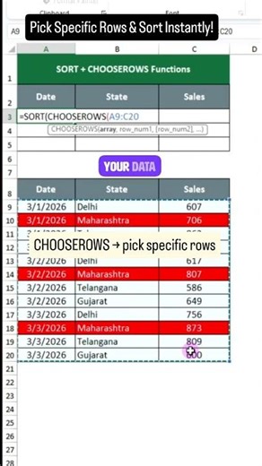 CHOOSEROWS + SORT Formula Hack