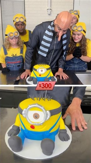 $300 minion cake vs $1 🎂 which is your favorite? #Minions #MinionsPartner #MinionsandMonsters