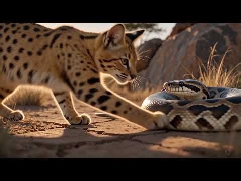 Serval vs African Rock Python