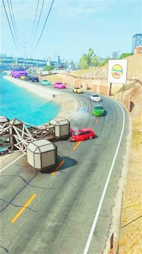 ​Extreme Multi-Car Pileup: Epic Bridge Crash Challenge! (BeamNG.drive) #shorts