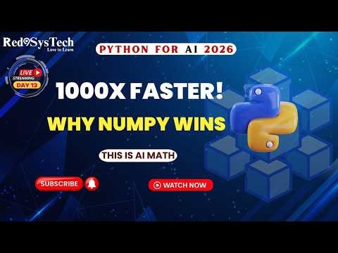 Python for AI Beginners – Day 13 LIVE | NumPy Power: 1000 Calculations at Once | Red9SysTech