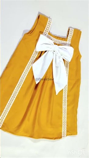 Stylish Baby Girl A-Line Frock 💛 | Easy Summer Dress Design with Bow | DIY Sewing Inspiration