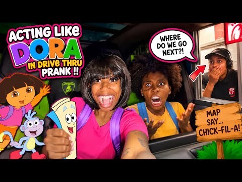 ACTING LIKE DORA IN DRIVE THRU PRANK 🤯!!! * HILARIOUS *