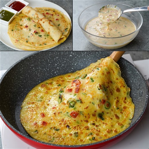 Quick & Healthy Breakfast Recipe | Vegetable Crepe Recipe | Liquid Dough Crepe Recipe | Crepe Snacks | N'Oven Foods