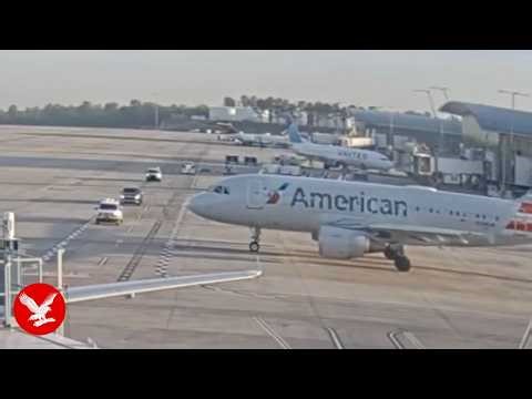 Plane forced to slam on brakes to avoid hitting truck at airport