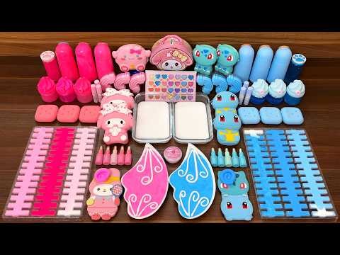 Satisfying slime mixing – Pink vs blue glossy ASMR stress relief