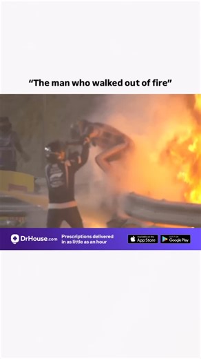 FanbaseF1 on Instagram: "A cinematic Instagram Reel about Romain Grosjean, the Formula 1 Bahrain Grand Prix crash, and one of the most shocking moments in F1 history. The video opens with the Bahrain 2020 crash, showing the massive fireball, explosion, and high-speed impact as Grosjean’s Haas F1 car splits the barrier at over 200 km/h. On-screen text appears in bold: “The man who walked out of fire” Slow-motion clips highlight the flames, burning wreckage, halo safety device, carbon fiber debris