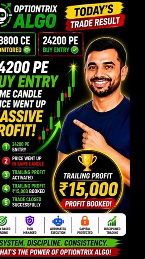 🔥 Optiontrix Algo Books Trailing Profit | 24200 PE Trade Success 🚀