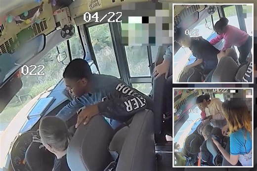 Dramatic video shows middle schoolers bringing bus to stop after driver passes out
