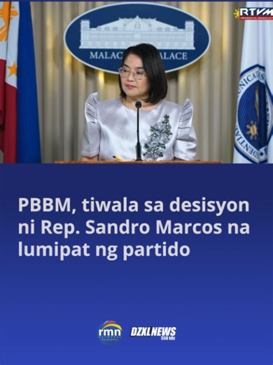 PANOORIN: Buo ang tiwala ni Pangulong Ferdinand Marcos Jr. sa desisyon ng kaniyang anak na si Ilocos Norte Rep. Sandro Marcos na lumipat mula sa Partido Federal ng Pilipinas (PFP) patungo sa Lakas-Christian Muslim Democrats (Lakas-CMD). Ayon kay Palace Press Officer Claire Castro, pinagkakatiwalaan ng pangulo ang mga desisyon ng kaniyang anak. Nanumpa bilang bagong miyembro ng Lakas-CMD si Sandro nitong Lunes, kung saan makakasama niya sa partido ang kaniyang tiyuhin na si dating House Speaker M