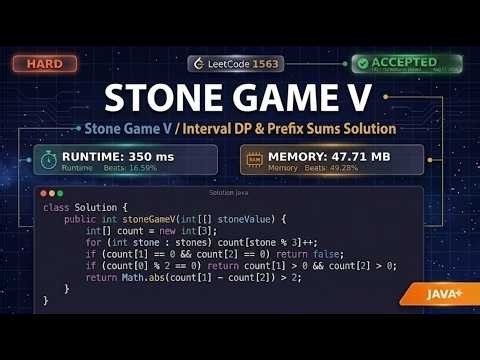 350ms Runtime! LeetCode 1563 Stone Game V (Java Interval DP & Prefix Sums)