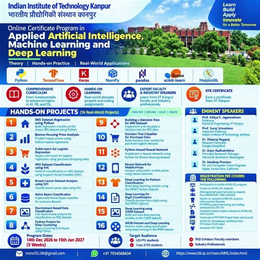 IIT Kanpur Program on Artificial Intelligence, Machine Learning, & Deep Learning