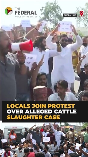 MP: Bajrang Dal activists, locals protest over alleged cattle slaughter case | #shorts