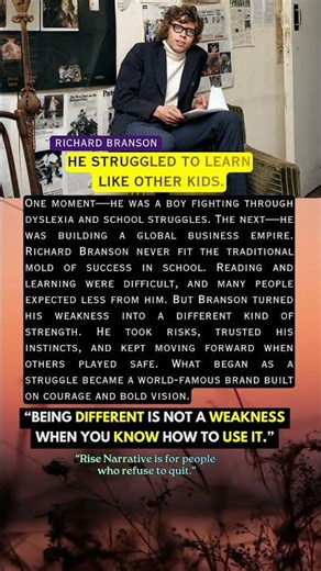 Richard Branson Success Story | From Dyslexia to Global Empire #motivation