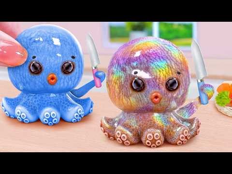 Oh My Piggy Bank 🐷 How To Make Spicy Stuffed Octopus with Minced Chicken 🐙 Tina Mini Cooking