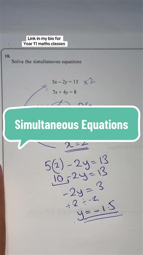 Simultaneous Equations Worked Example — Year 11 Maths Help