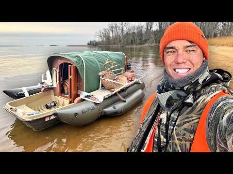 48 hours SOLO camping and hunting from my floating camper