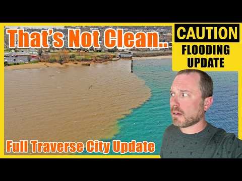 HISTORIC Flooding in Traverse City 2026 | Beitner Bridge DESTROYED, Downtown Impact & Drone Survey