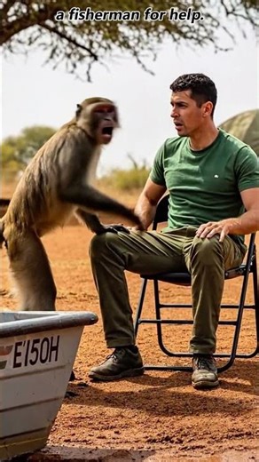 when a desperate mother monkey trusted a fisherman! #humanity #monkey #kindness